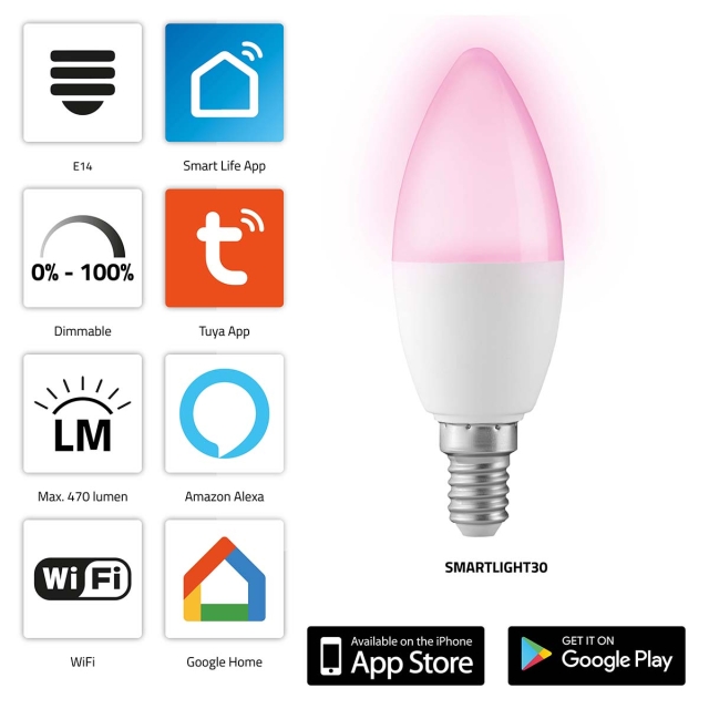 Alecto Smart LED-kleurenlamp met Wi-Fi
