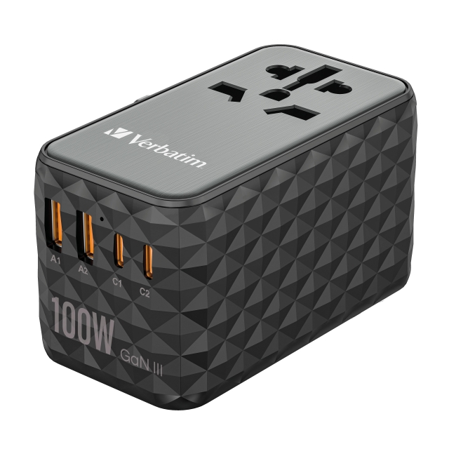 Verbatim UTA-06 GaN III Universal Travel Adapter with 2 x USB-C PD