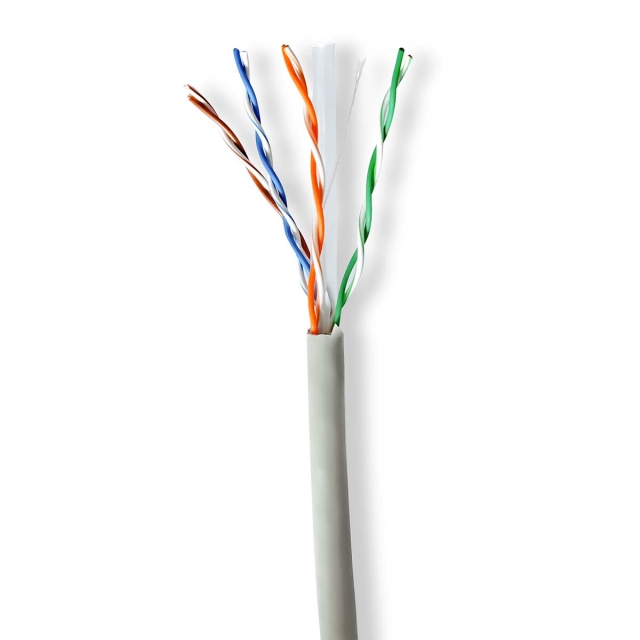 Nedis Netwerk Kabel Rol | CAT6 | Stranded | U/UTP | CCA | 305.0 m | Binnenshuis | Rond | PVC | Grijs | Trekdoos