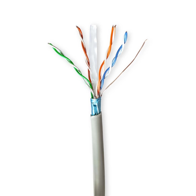 Nedis Netwerk Kabel Rol | CAT6 | Stranded | F/UTP | CCA | 100.0 m | Binnenshuis | Rond | PVC | Grijs | Trekdoos