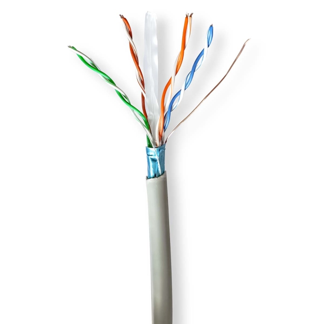 Nedis Netwerk Kabel Rol | CAT6 | Stranded | F/UTP | CCA | 305.0 m | Binnenshuis | Rond | PVC | Grijs | Trekdoos