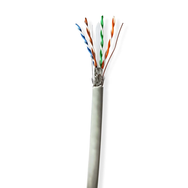 Nedis Netwerk Kabel Rol | CAT6 | Solid | SF/UTP | CCA | 100.0 m | Binnenshuis | Rond | PVC | Grijs | Trekdoos