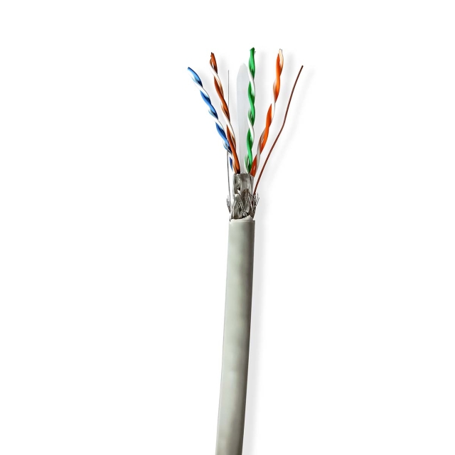 Nedis Netwerk Kabel Rol | CAT6 | Solid | S/FTP | CCA | 305.0 m | Binnenshuis | Rond | PVC | Grijs | Trekdoos