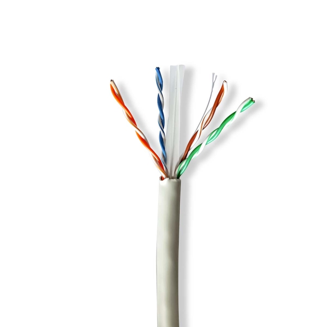 Nedis Netwerk Kabel Rol | CAT6 | Solid | U/UTP | Koper | 305.0 m | Binnenshuis | Rond | LSZH | Grijs | Trekdoos