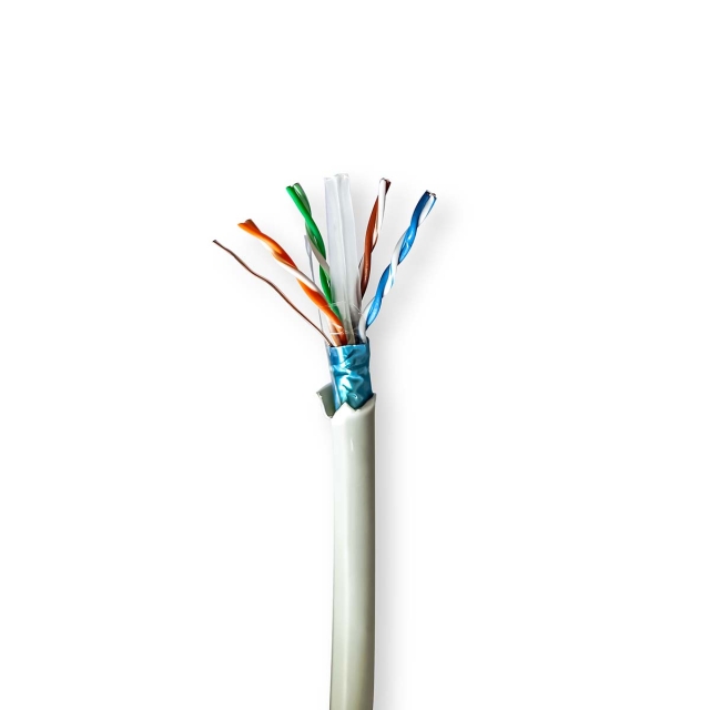Nedis Netwerk Kabel Rol | CAT6 | Solid | F/UTP | Koper | 100.0 m | Binnenshuis | Rond | LSZH | Grijs | Trekdoos