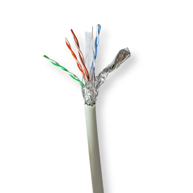 Nedis Netwerk Kabel Rol | CAT6 | Stranded | S/FTP | Koper | 305.0 m | Binnenshuis | Rond | LSZH | Grijs | Trekdoos