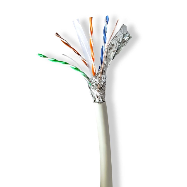 Nedis Netwerk Kabel Rol | CAT6a | Solid | SF/UTP | Koper | 100.0 m | Binnenshuis | Rond | LSZH | Grijs | Gift Box