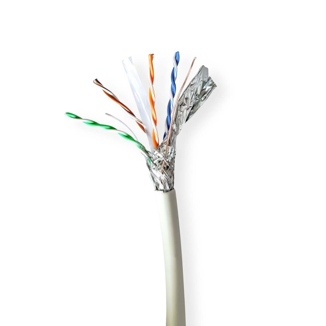 Nedis Netwerk Kabel Rol | CAT6a | Solid | SF/UTP | Koper | 305.0 m | Binnenshuis | Rond | LSZH | Grijs | Trekdoos