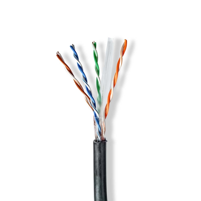 Nedis Netwerk Kabel Rol | CAT6 | Solid | U/UTP | CCA | 305.0 m | Buitenshuis | Rond | PE | Zwart | Trekdoos
