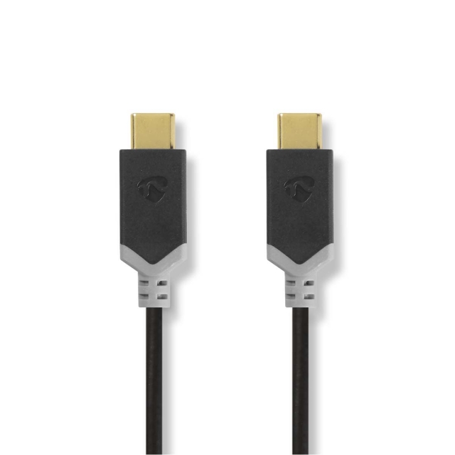 Nedis USB-Kabel | USB 3.2 Gen 1 | USB-C™ Male | USB-C™ Male | 60 W | 4K@60Hz | 5 Gbps | Verguld | 2.00 m | Rond | PVC | Zwart | Doos
