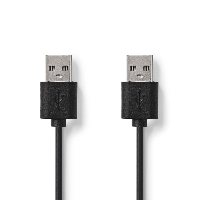 Nedis USB-Kabel | USB 2.0 | USB-A Male | USB-A Male | 480 Mbps | Vernikkeld | 2.00 m | Rond | PVC | Zwart | Label