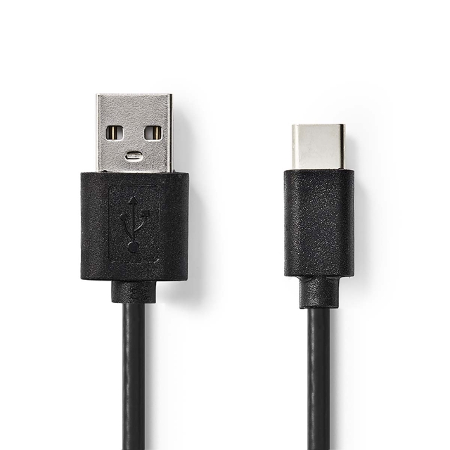 Nedis USB-Kabel | USB 2.0 | USB-A Male | USB-C™ Male | 5 W | 480 Mbps | Vernikkeld | 2.00 m | Rond | PVC | Zwart | Label