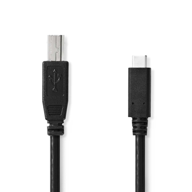 Nedis USB-Kabel | USB 2.0 | USB-C™ Male | USB-B Male | 480 Mbps | Vernikkeld | 1.00 m | Rond | PVC | Zwart | Label
