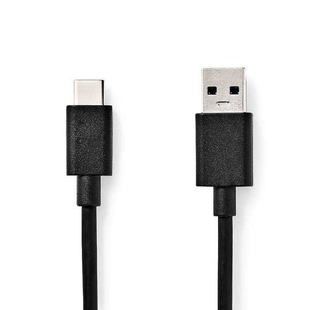 Nedis USB-Kabel | USB 3.2 Gen 1 | USB-A Male | USB-C™ Male | 15 W | 5 Gbps | Vernikkeld | 1.00 m | Rond | PVC | Zwart | Label
