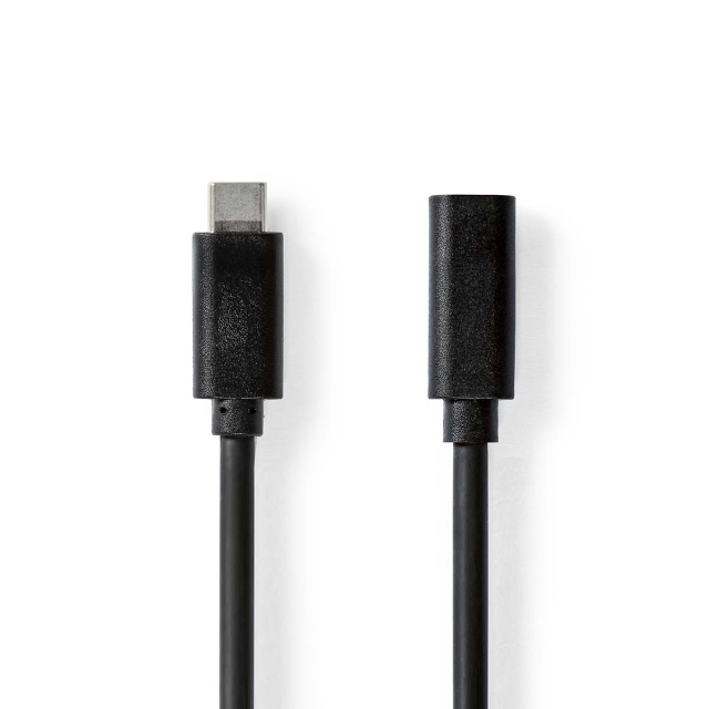 Nedis USB-Kabel | USB 3.2 Gen 1 | USB-C™ Male | USB-C™ Female | 60 W | 4K@60Hz | 5 Gbps | Vernikkeld | 2.00 m | Rond | PVC | Zwart | Label