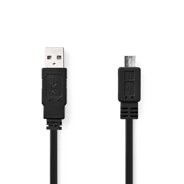 Nedis USB-Kabel | USB 2.0 | USB-A Male | USB Micro-B Male | 480 Mbps | Vernikkeld | 1.00 m | Plat | PVC | Zwart | Envelop