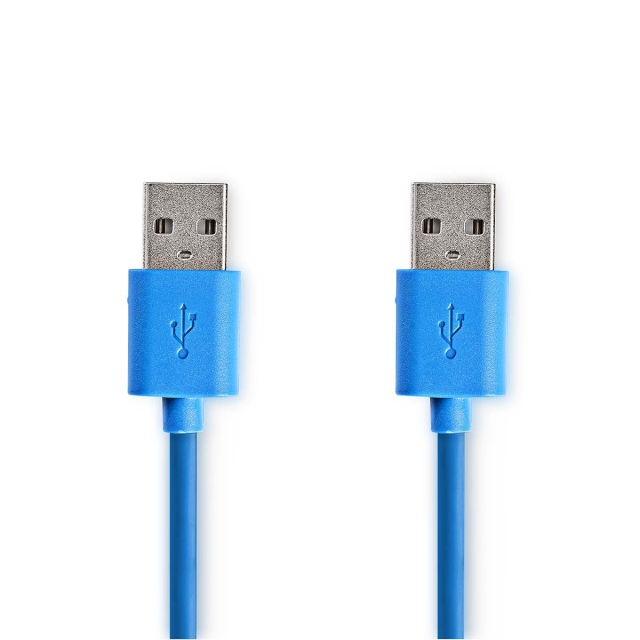 Nedis USB-Kabel | USB 3.2 Gen 1 | USB-A Male | USB-A Male | 5 Gbps | Vernikkeld | 2.00 m | Rond | PVC | Blauw | Envelop