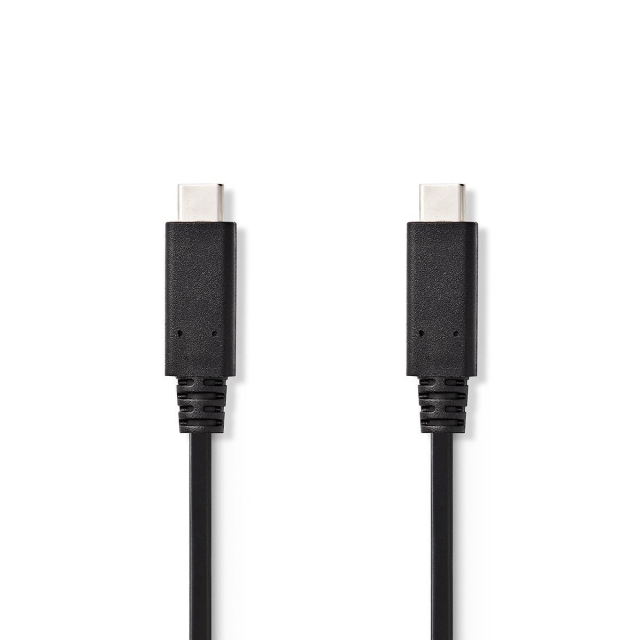 Nedis USB-Kabel | USB 3.2 Gen 2 | USB-C™ Male | USB-C™ Male | 15 W | 10 Gbps | Vernikkeld | 1.00 m | Rond | PVC | Zwart | Label