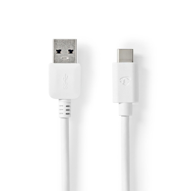 Nedis USB-Kabel | USB 3.2 Gen 1 | USB-A Male | USB-C™ Male | 60 W | 5 Gbps | Vernikkeld | 2.00 m | Rond | PVC | Wit | Doos