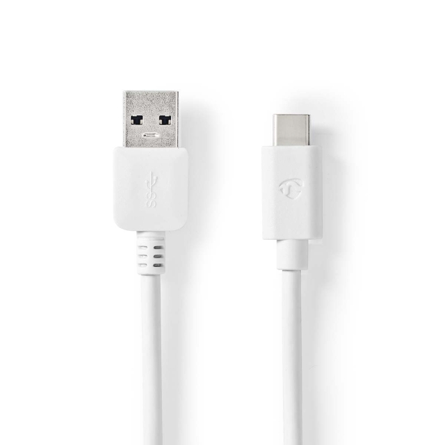 Nedis USB-Kabel | USB 3.2 Gen 2 | USB-A Male | USB-C™ Male | 60 W | 10 Gbps | Vernikkeld | 1.00 m | Rond | PVC | Wit | Doos