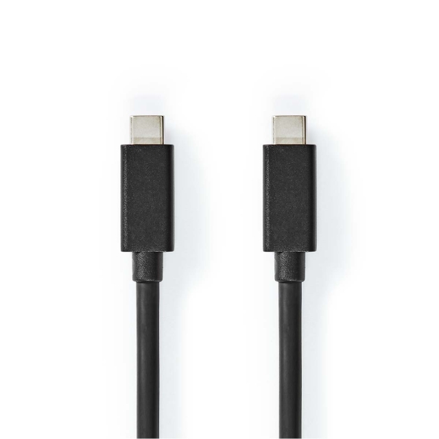 Nedis USB-Kabel | USB 3.2 Gen 2 | USB-C™ Male | USB-C™ Male | 100 W | 4K@60Hz | 20 Gbps | Vernikkeld | 1.00 m | Rond | PVC | Zwart | Label
