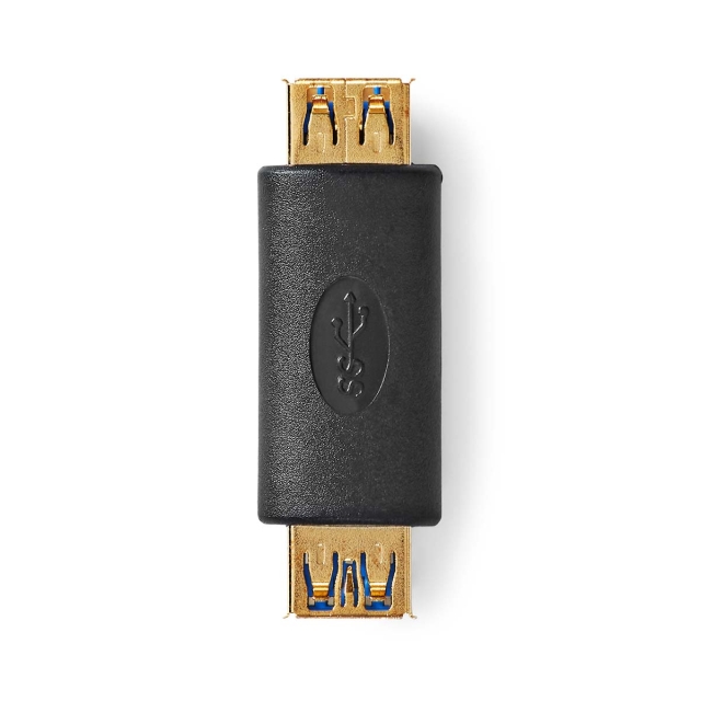 Nedis USB-A Adapter | USB 3.2 Gen 1 | USB-A Female | USB-A Female | 5 Gbps | Rond | Verguld | Antraciet | Doos
