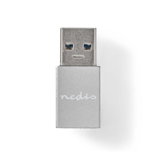 Nedis USB-A Adapter | USB 3.2 Gen 1 | USB-A Male | USB-C™ Female | 5 Gbps | Rond | Vernikkeld | Zwart | Doos