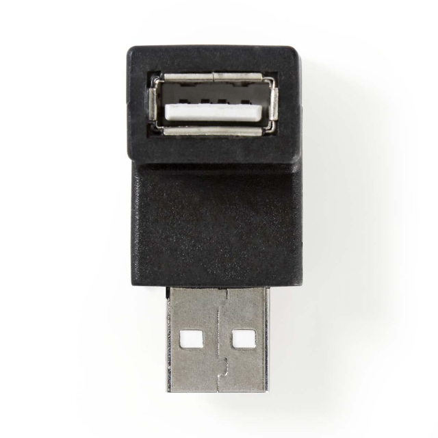 Nedis USB-A Adapter | USB 2.0 | USB-A Male | USB-A Female | 480 Mbps | Rond | Vernikkeld | PVC | Zwart | Doos