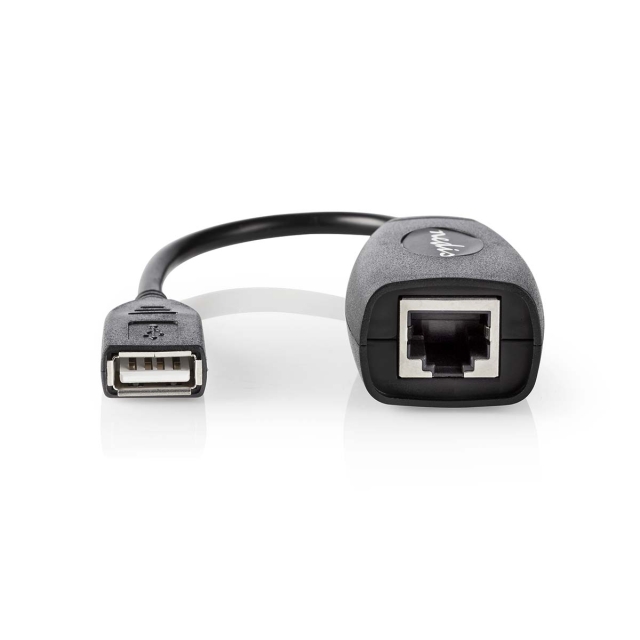Nedis Actieve USB-Kabel | USB 1.1 | USB-A Male | RJ45 Female | 12 Mbps | 0.20 m | Rond | Vernikkeld | PVC | Koper | Doos