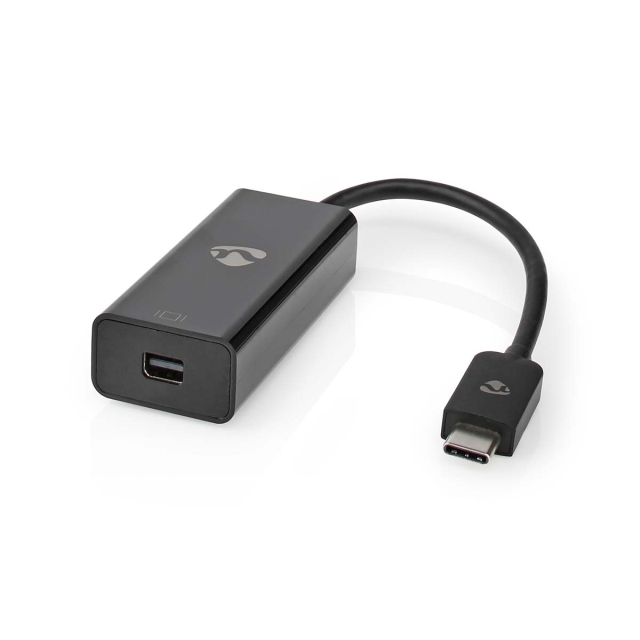 Nedis USB-C™ Adapter | USB 3.2 Gen 1 | USB-C™ Male | Mini DisplayPort Female | 8K@60Hz | 0.20 m | Rond | Vernikkeld | PVC | Zwart | Polybag