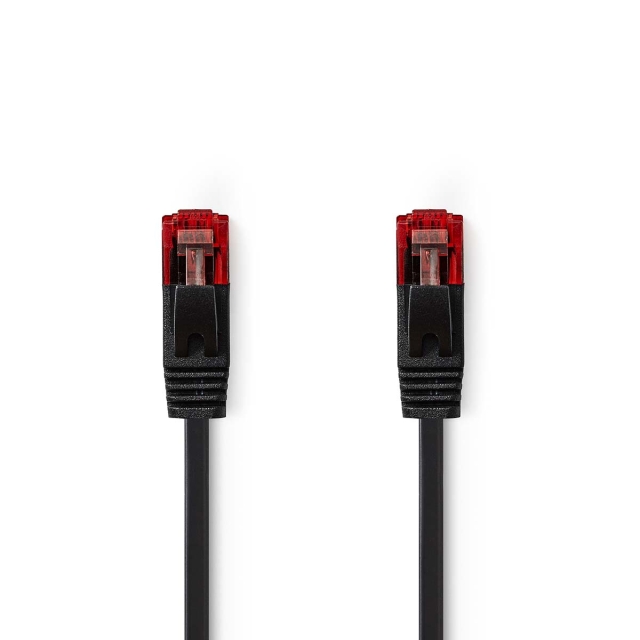 Nedis CAT6 Netwerkkabel | RJ45 Male | RJ45 Male | U/UTP | 2.00 m | Snagless | Plat | PVC | Zwart | Label