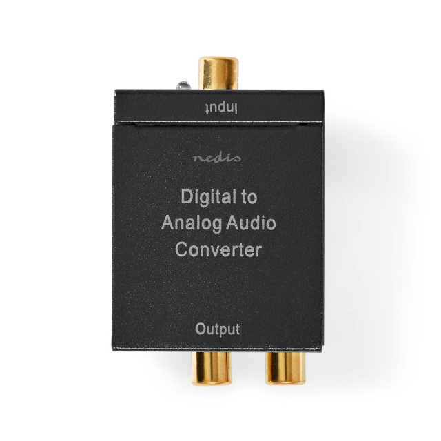 Nedis Digitale Audioconverter | 1-weg | Ingangen audio / video / data: 1x Digital RCA / 1x TosLink | Uitgangen audio / video / data: 1x (2x RCA) / 1x 3.5 mm | Automatisch | Geïntegreerde versterker | Zwart