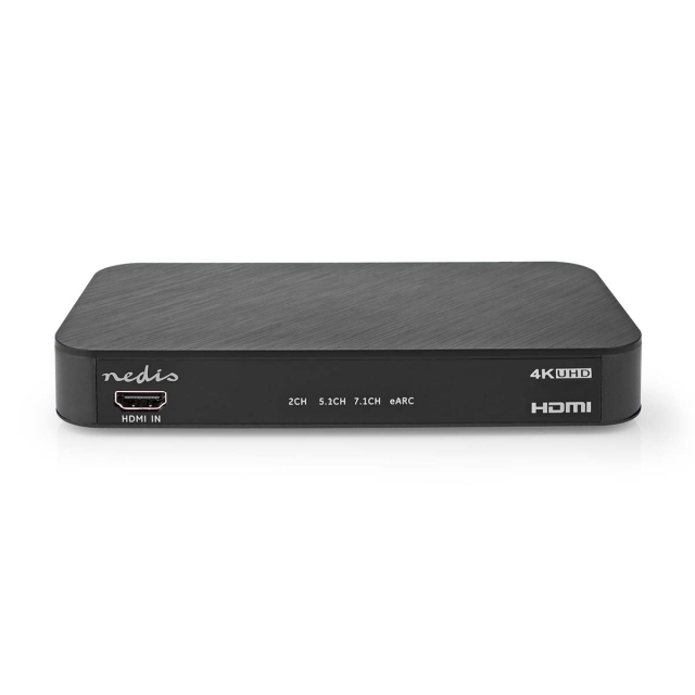 Nedis Digitale Audioconverter | 2-wegs | Ingangen audio / video / data: DC Power / 1x HDMI™ Input | Uitgangen audio / video / data: 1x 3.5 mm / 1x TosLink / 3x HDMI™ Output | Automatisch / Drukknop | Antraciet