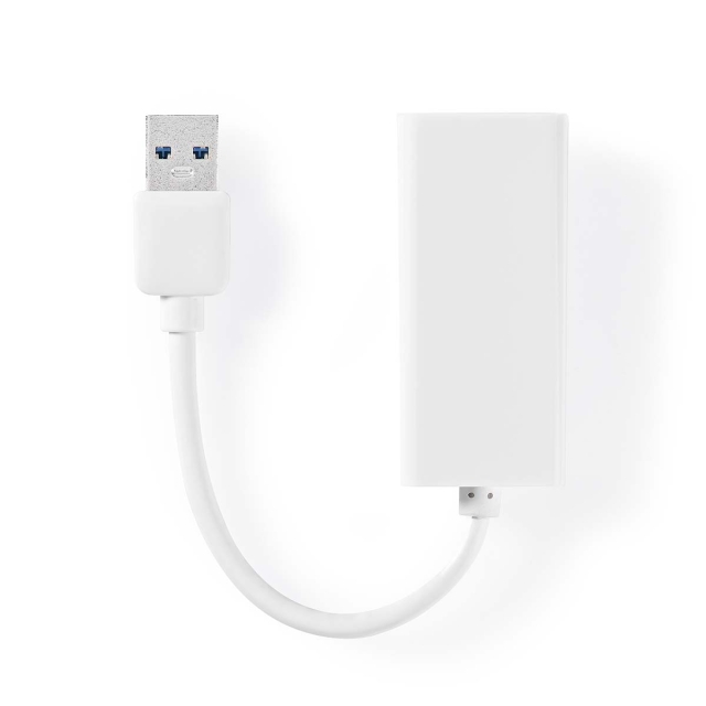 Nedis USB-netwerkadapter | USB 3.2 Gen 1 | 1 Gbps | USB-A Male | RJ45 Female | 0.20 m | Rond | Vernikkeld | Koper | Wit | Doos