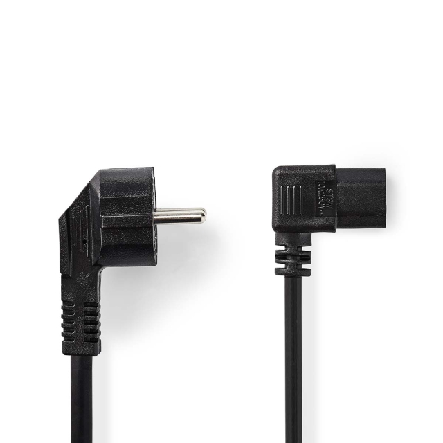 Nedis Stroomkabel | Type F (CEE 7/7) Male | IEC-320-C13 | Gehoekt | Gehoekt | Vernikkeld | 3.00 m | Rond | PVC | Zwart | Label