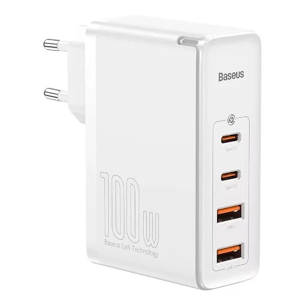 Baseus GaN2 Pro- Fast Charger 2xUSB + 2xUSB-C 100W (White)