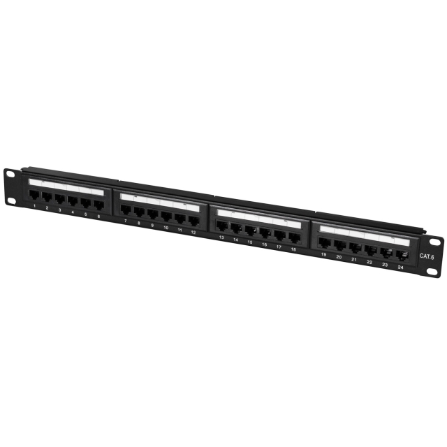 LogiLink Patchpanel 24-portar Cat6 för 19" rack U1 Svart