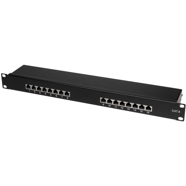 LogiLink Patchpanel 16-portar Cat6 för 19" rack U1 Svart
