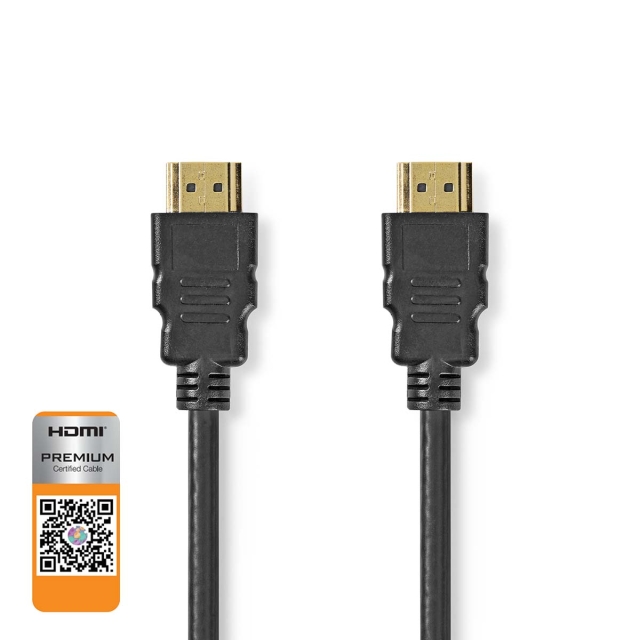 Nedis Premium High Speed HDMI™-Kabel met Ethernet | HDMI™ Connector | HDMI™ Connector | 4K@60Hz | 18 Gbps | 1.00 m | Rond | PVC | Zwart | Label