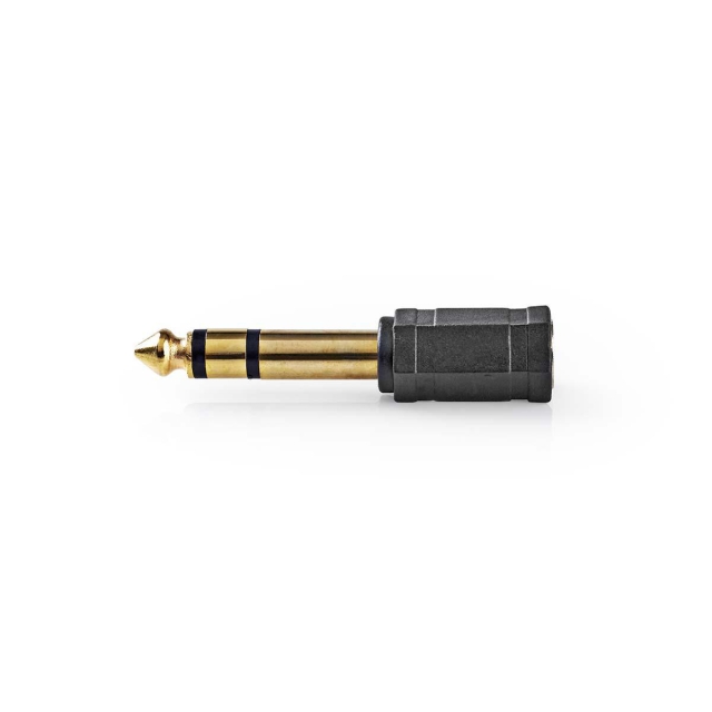 Nedis Stereo-Audioadapter | 6,35 mm Male | 3,5 mm Female | Verguld | Recht | ABS | Zwart | 10 Stuks | Envelop