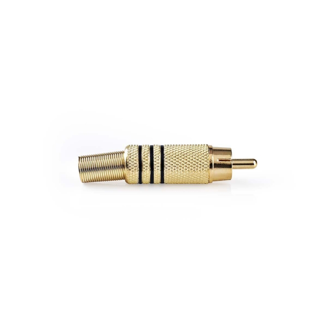 Nedis RCA-Connector | Recht | Male | Verguld | Soldeer | Diameter kabelinvoer: 7.0 mm | Metaal | Zwart | 10 Stuks | Envelop