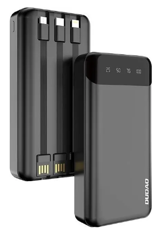 Dudao capacious powerbank with 3 built-in cables 20000mAh USB Type C + micro USB + Lightning black (Dudao K6Pro+)
