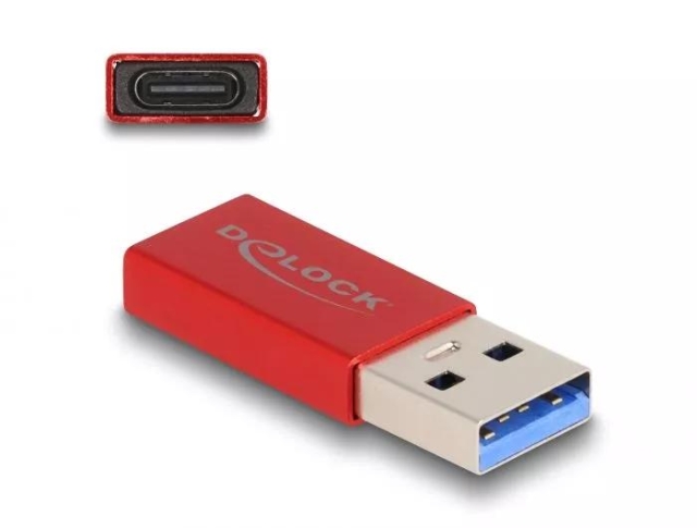 DeLOCK USB 10 Gbps USB Type-A male to USB Type-C active female red