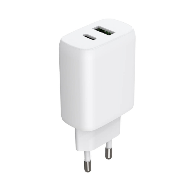 GEAR Laddare 220V 1xUSB-C + 1xUSB-A PD/PPS 30W + 18W QC Vit