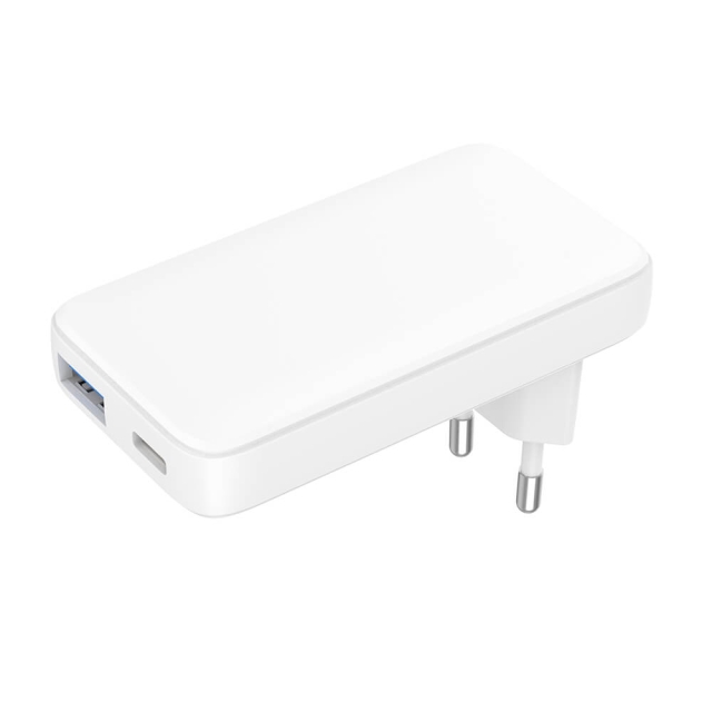 GEAR Laddare 220V 1xUSB-C+1xUSB-A PD/PPS 36W+QC 18W GaN Vit