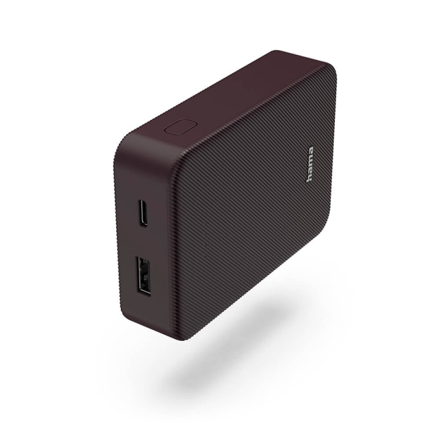 Hama Powerbank Colour 10 10000mAh USB-C+USB-A Plommon