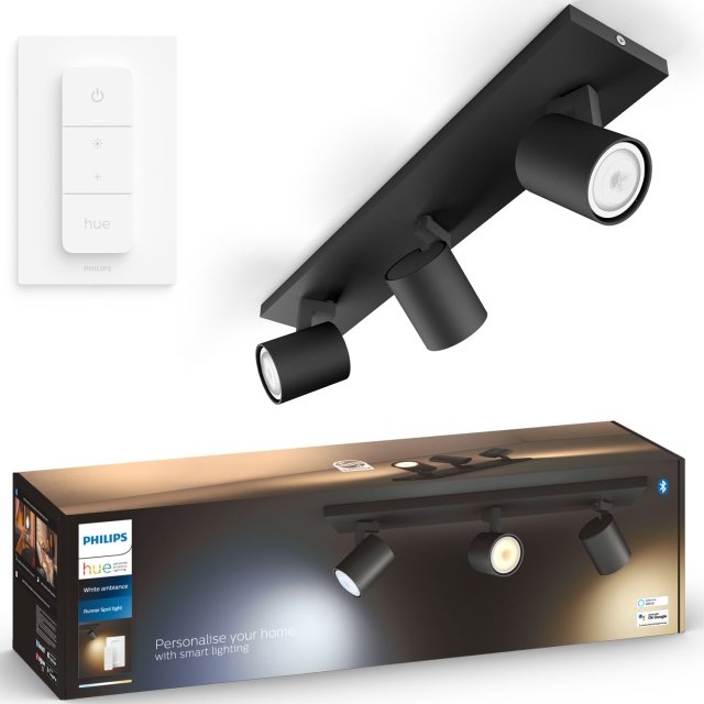 Philips Hue Runner White Ambiance 3 spot 1200 lm Svart