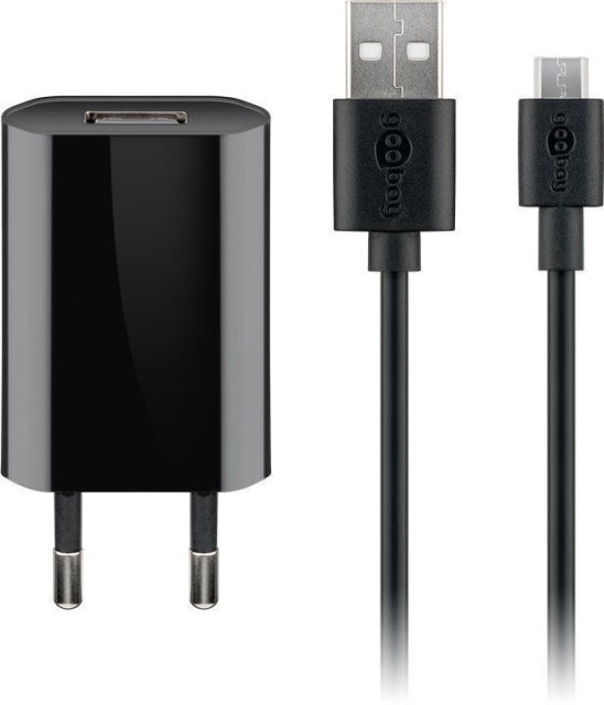 Goobay Micro-USB 5 W oplader + kabel, 1 m, zwart