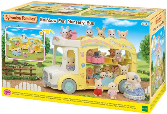 Sylvanian Families bus met 3 slaapplaatsen in de speeltuin