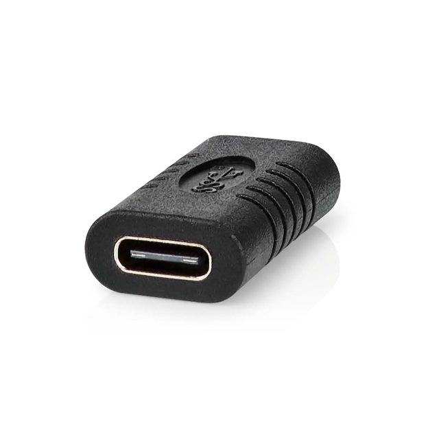 Nedis USB-C™ Adapter | USB 3.2 Gen 2 | USB-C™ Female | USB-C™ Female | 4K@60Hz | 10 Gbps | Rond | Vernikkeld | Zwart | Doos